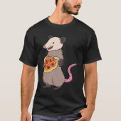 オポッサム食べ物のピザのファストフード齧歯動物のかわいい森 Tシャツ (正面)