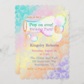 オポップ・アートのーバーバブル子供の誕生日パーティー 招待状 (正面/裏面)