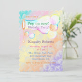 オポップ・アートのーバーバブル子供の誕生日パーティー 招待状 (スタンド正面)