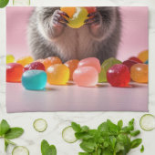 オポ食べッサムのグミの恋人 キッチンタオル (折り畳み)