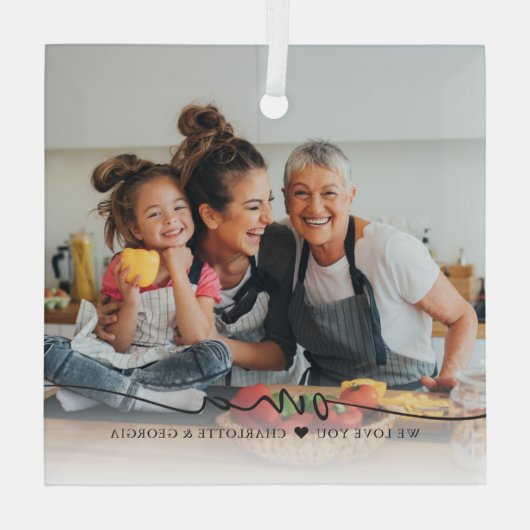 オマスクリプトオーバーレイ| 私たちはあなたを愛しています ガラスオーナメント (裏面)