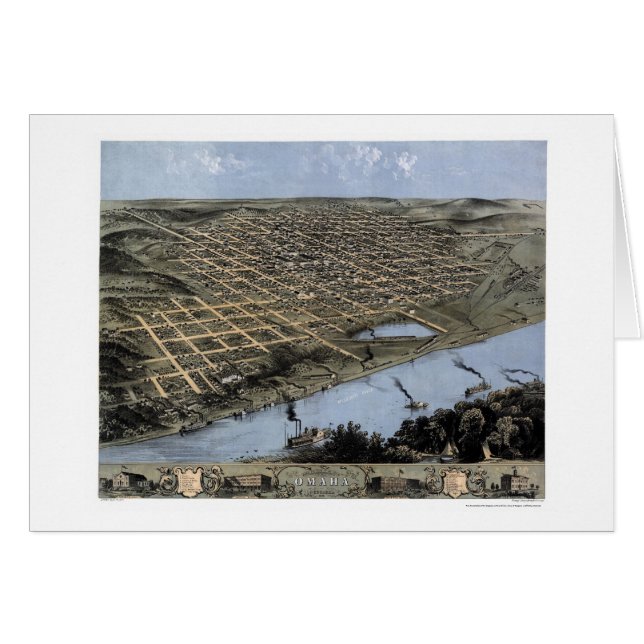 オマハのNEのパノラマ式の地図- 1868年 (正面横)