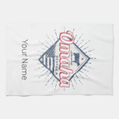 オマハシティネブラスカ統一された州ヴィンテージUSA キッチンタオル (横)