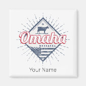 オマハシティネブラスカ統一された州ヴィンテージUSA マグネット (正面)