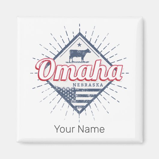 オマハシティネブラスカ統一された州ヴィンテージUSA マグネット (正面)