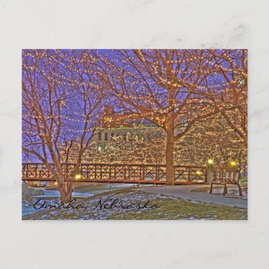 オマハネブラスカのクリスマスの照明 シーズンポストカード (正面)