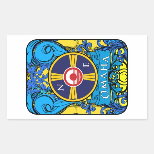 オマハネブラスカのロゴ 長方形シール (正面)