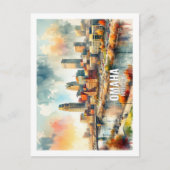 オマハネブラスカ有名な旅行の場所の水色 ポストカード (正面)