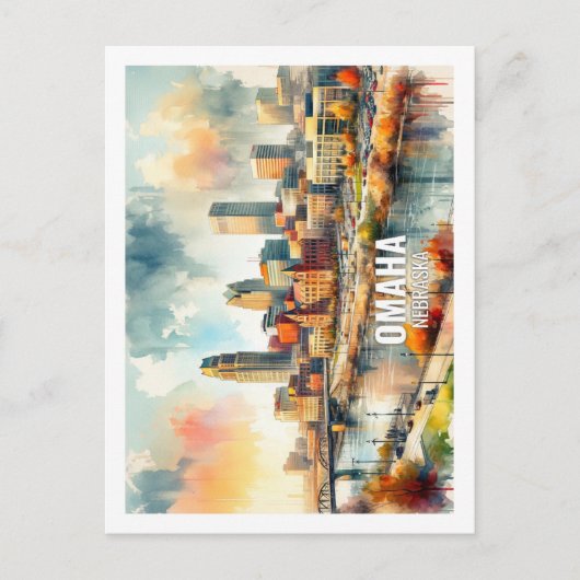 オマハネブラスカ有名な旅行の場所の水色 ポストカード (正面)