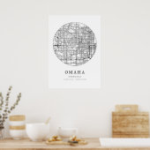 オマハネブラスカ通りレイアウトマップ ポスター (キッチン)