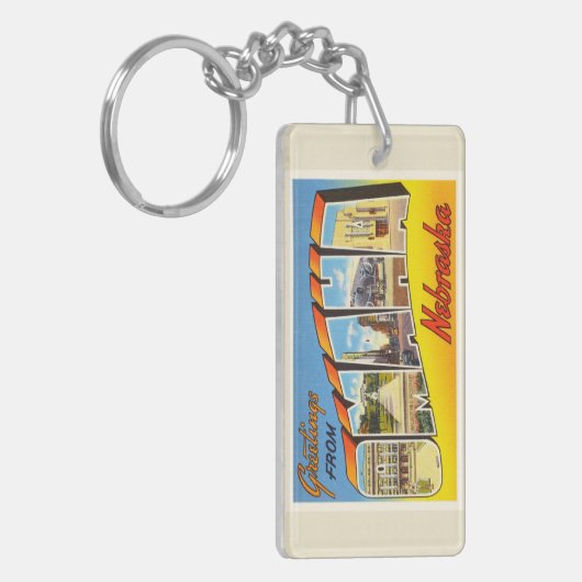 オマハネブラスカNEの古いヴィンテージ旅行記念品 キーホルダー (正面左)