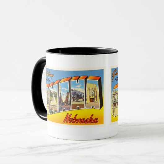 オマハネブラスカNEの古いヴィンテージ旅行記念品 マグカップ (正面左)