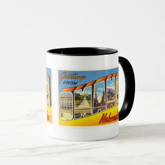 オマハネブラスカNEの古いヴィンテージ旅行記念品 マグカップ (正面右)
