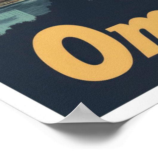 オマハネブラスカUSAアートヴィンテージトラベルイラストレーション ポスター (角)