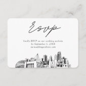 オマハ結婚のミニマリストスケッチRSVP エンクロージャーカード (正面)