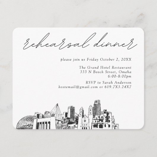 オマハ結婚のリハエレガントーサルディナー エンクロージャーカード (正面)