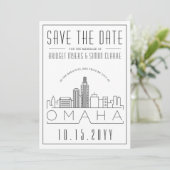 オマハ結婚ス |スタイル設定されたスカイライン日付を保存 招待状 (スタンド正面)