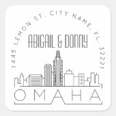 オマハ結婚ス |事前にアドレス指定された封筒用シール スクエアシール (正面)