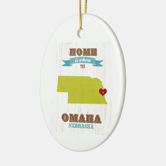 オマハ、ネブラスカの地図-ハートがあるところでがあります家 セラミックオーナメント (左)