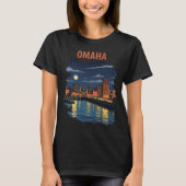 オマハ ネブラスカ スカイライン 川 夜 旅行 Tシャツ (正面)