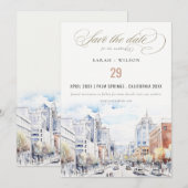 オマハ ネブラスカ 水彩画 風景 結婚式 セーブザデート (正面/裏面)