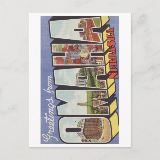 オマハNEの大きい手紙のヴィンテージのテーマからの挨拶 ポストカード (正面)