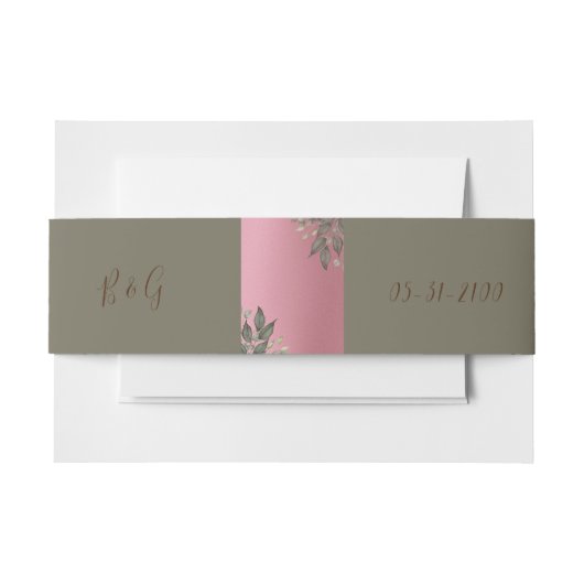 オマントピンクグリッター緑ユーカリ結婚ス 招待状ベリーバンド (正面例)