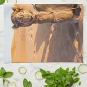 オマーンおもしろいワヒバ砂漠のラクダ キッチンタオル (折り畳み)