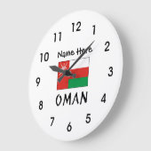 オマーンとオマーンの国旗にあなたの名前 ラージ壁時計 (傾斜)