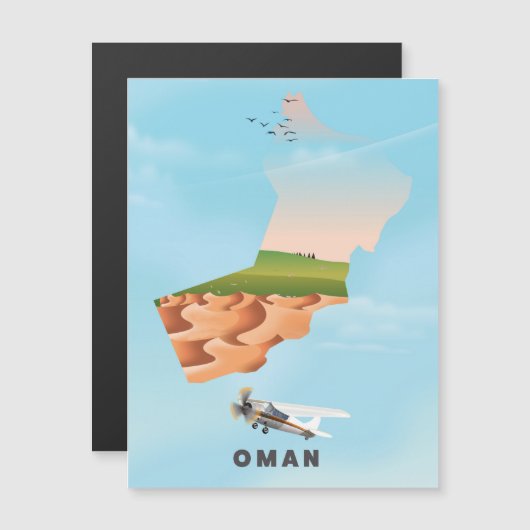 オマーンのイラスト地図の旅行ポスター (正面/裏面)