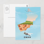 オマーンのイラスト地図の旅行ポスター ポストカード (正面/裏面)
