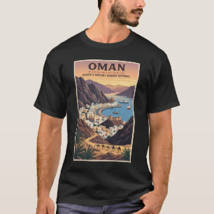オマーンの風景イラスト 旅行アート ヴィンテージ Tシャツ