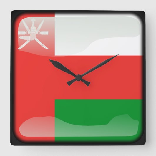 オマーン国旗 スクエア壁時計 (正面)