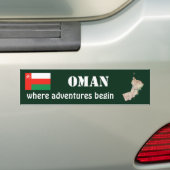 オマーン国旗+地図ステッカー バンパーステッカー (車上)