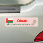 オマーン国旗+地図ステッカー バンパーステッカー (車上)