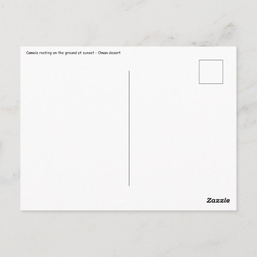 オマーン砂漠のラクダ ポストカード (裏面)