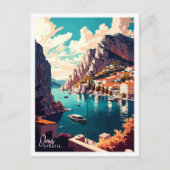 オミスクロアチアヴィンテージ旅行イラストレーション ポストカード (正面)