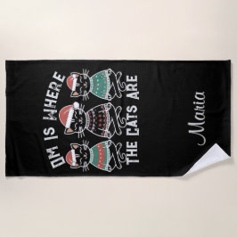 オムは猫たちがフェスティバルの休日 ビーチタオル