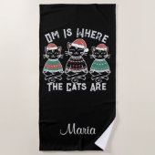 オムは猫たちがフェスティバルの休日 ビーチタオル (正面)