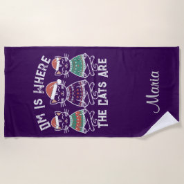 オムは猫たちがフェスティバルの休日 ビーチタオル