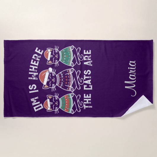 オムは猫たちがフェスティバルの休日 ビーチタオル (正面)