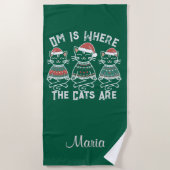 オムは猫たちがフェスティバルの休日 ビーチタオル (正面)