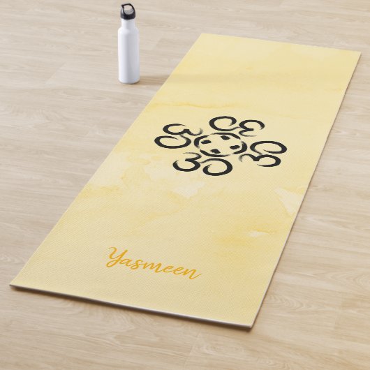 オムコンパスバラ、イエローウォーター色、オームエクササイズ ヨガマット (インサイチュ)