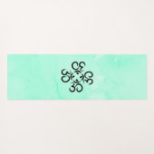 オムコンパスバラ、ティール(緑がかった色)グリーンウォーター色オウム ヨガマット (裏面(横))