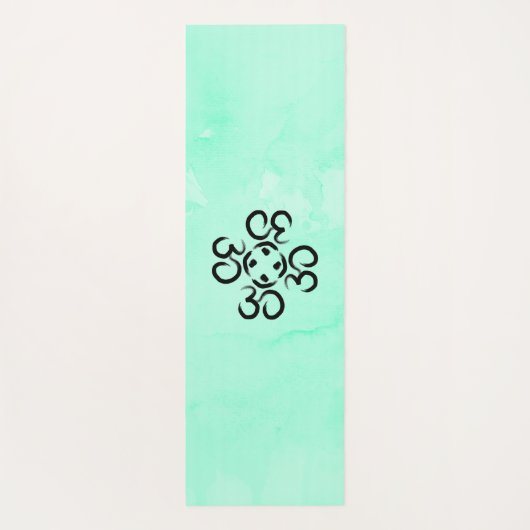オムコンパスバラ、ティール(緑がかった色)グリーンウォーター色オウム ヨガマット (裏面)