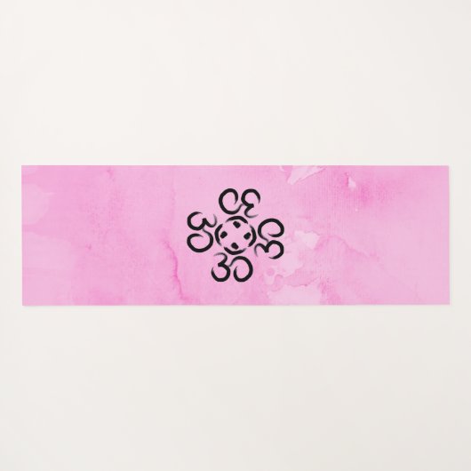オムコンパスバラ、ピンク色のオウム記号 ヨガマット (裏面(横))