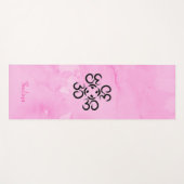 オムコンパスバラ、ピンク色のオウム記号 ヨガマット (正面(横))