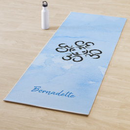 オムコンパスバラ、青い水色、オウム記号 ヨガマット