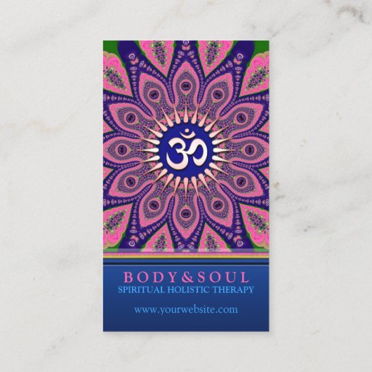 オムサインピンクマンダラヨガニューエイジビジネスカード 名刺 (裏面)