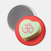 オムシンボル付きグリーンキャンディハート マグネット (正面/裏面)